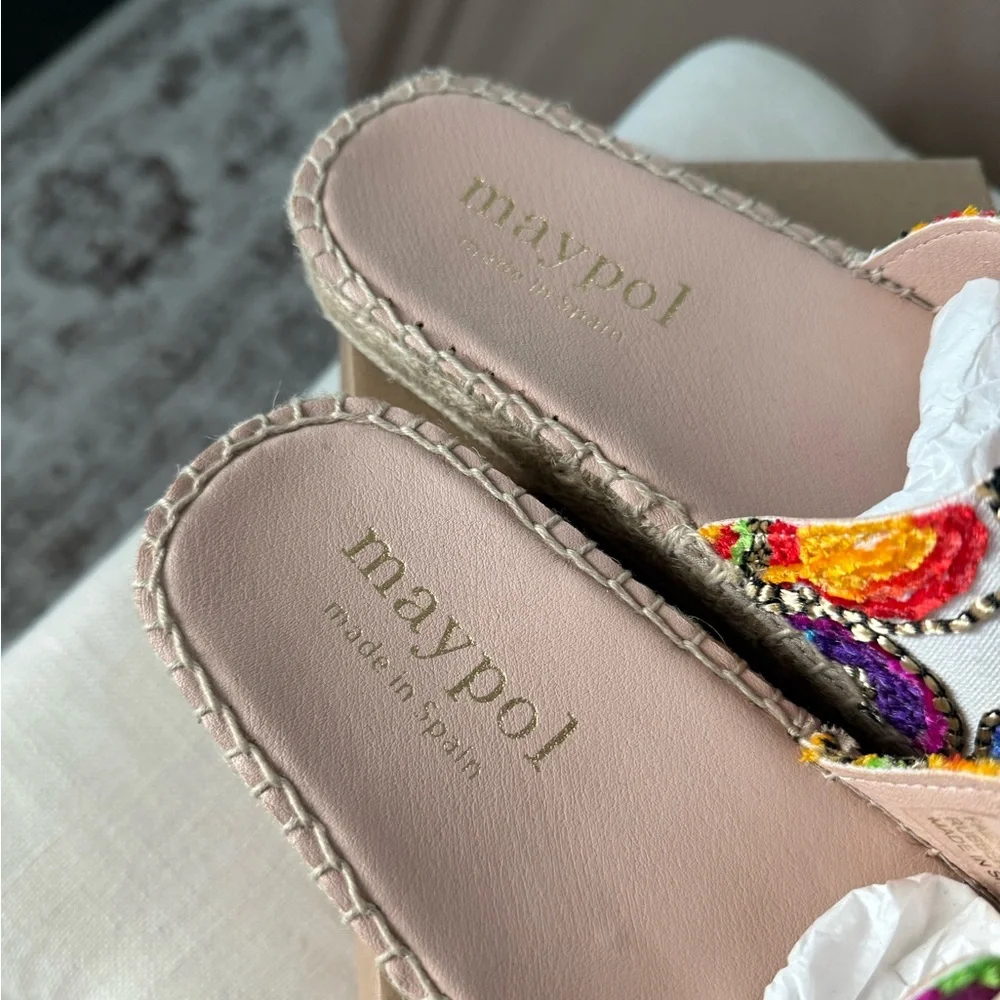 NEW Maypol Espadrille Embroidered Slide Sandals Size 9.5‎